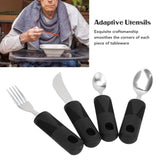 4-Piece Non-Slip Rubber Handle Stainless Steel Utensil Set – Spoon • Fork • Steak Knife • Teaspoon