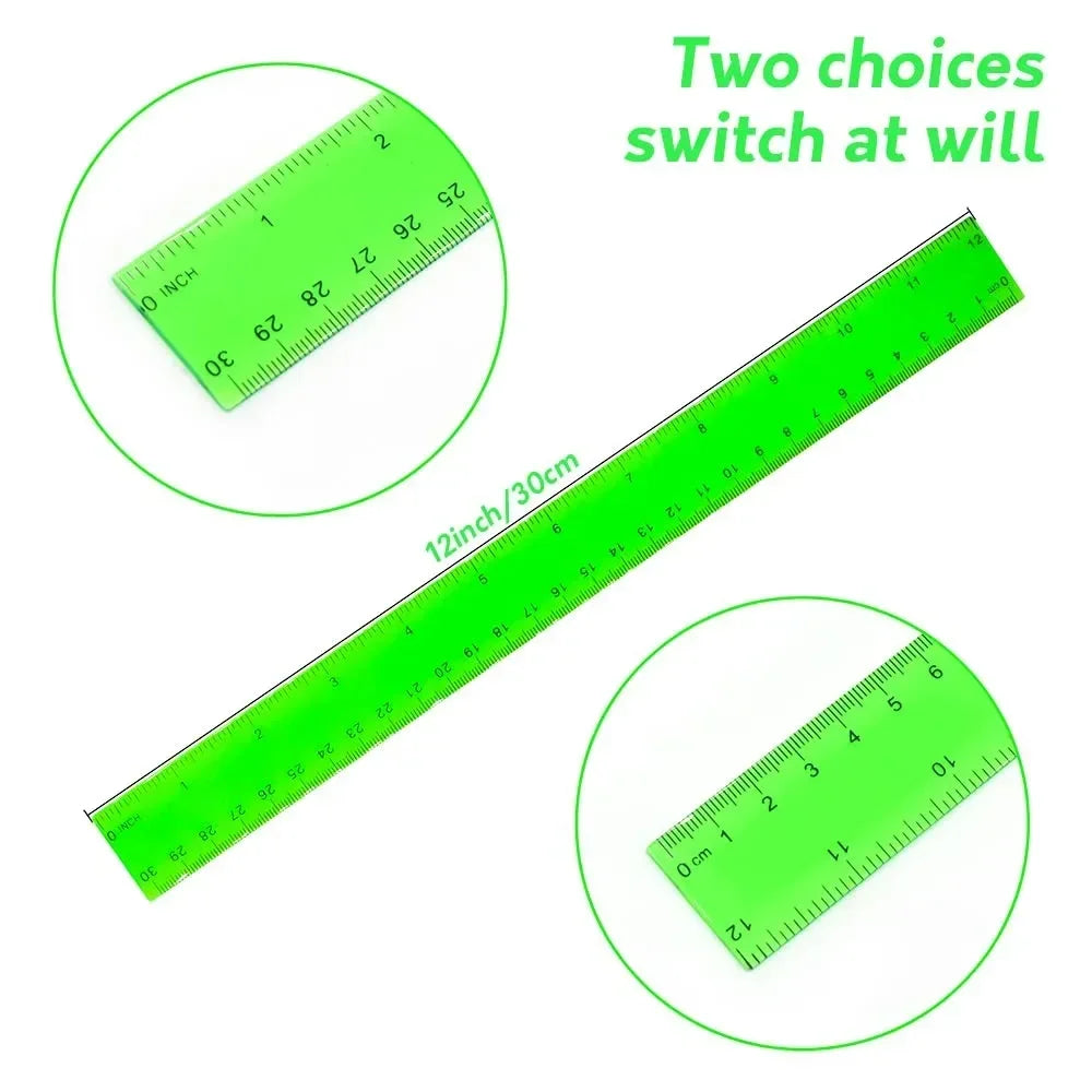 Colorful Transparent Plastic Rulers – 7-Pack School Ruler Set