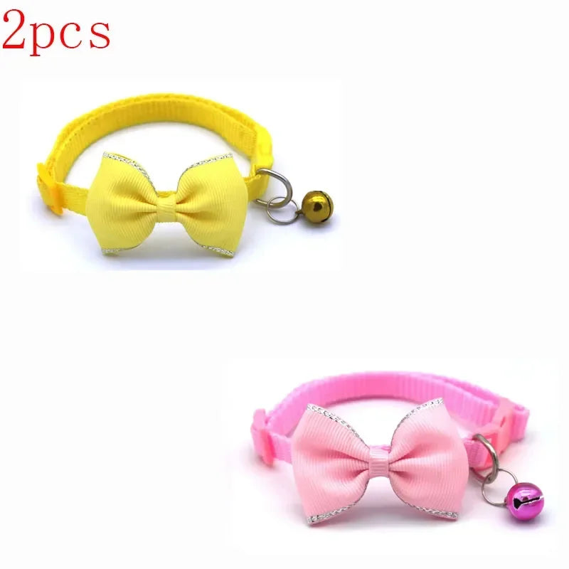 Adjustable Pet Collar with Bow Tie & Bell – Cute Dog Collar for Puppies, Cats & Rabbits, Stylish & Comfortable Design