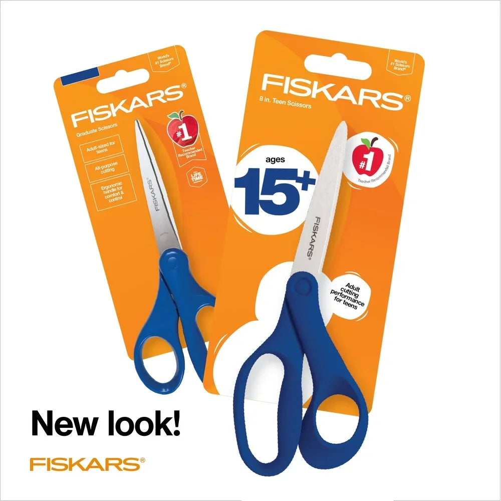 2-Pack 8-Point Precision Student Scissors for School & Office Use (Blue)