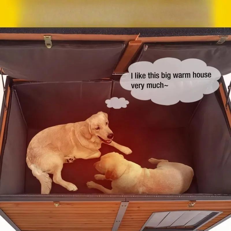 Large Insulated Dog House – 59" Waterproof Outdoor & Indoor Kennel with Winter Liner