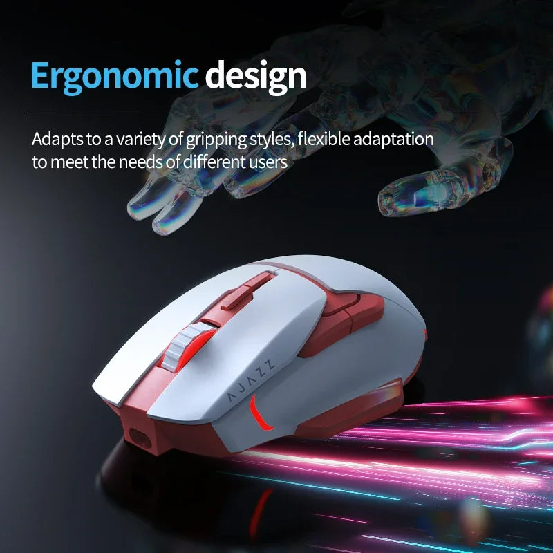 AJAZZ AJ039 RGB Gaming Mouse – Tri-Mode 2.4G/Wired/Bluetooth Ergonomic Mouse with 7,200 DPI & RGB Lighting