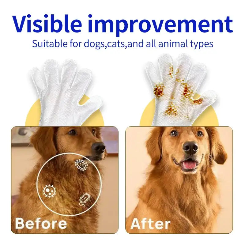 40 pcs Pet Grooming Gloves & Disposable Wipes – Deshedding Mitts for Dogs & Cats with Antibacterial Odor-Control