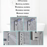 LED Light Rainfall Shower Panel System – Thermostatic Mixer Tap with Massage Jets & Digital Temperature Screen