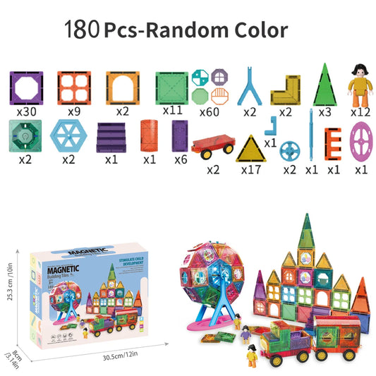 Magnetic Ferris Wheel Tile Building Set – Preschool Montessori STEM Toy, Creative Classroom Starter Kit with Magnetic Blocks