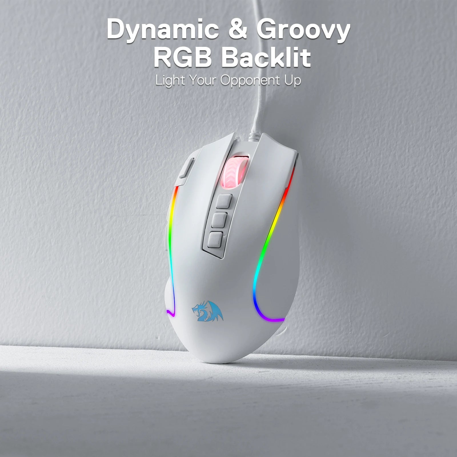 Redragon M612 Predator RGB Gaming Mouse – 8,000 DPI Wired Optical Mouse with 11 Programmable Buttons (White Edition)