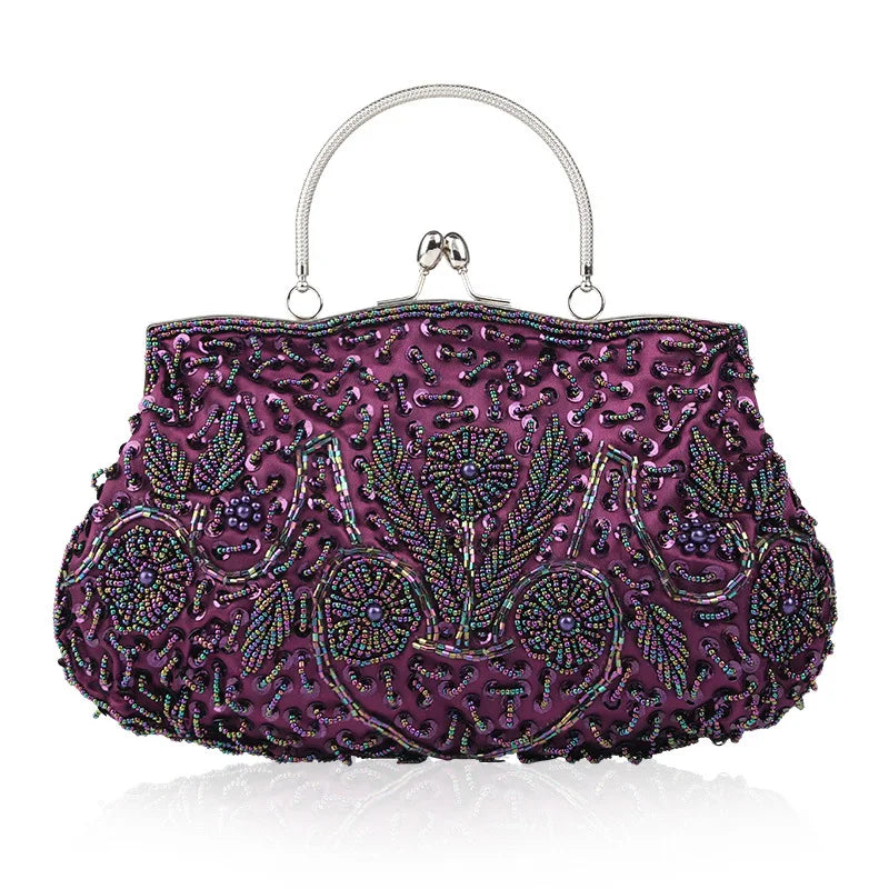 Women’s Beaded Evening Clutch – Elegant Mini Purse with Shoulder Chain for Weddings, Parties & Formal Events