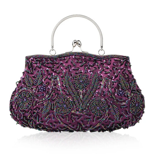 Women’s Beaded Evening Clutch – Elegant Mini Purse with Shoulder Chain for Weddings, Parties & Formal Events