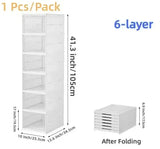 6-Layer Foldable Transparent Shoe Storage Organizer – Stackable Dustproof Sneaker Box Cabinet for High-Tops & Everyday Shoes