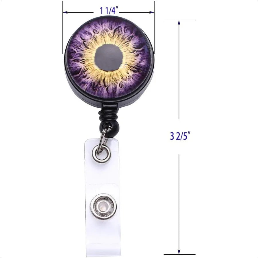 👁️ 5-Pack Animal Eyes Badge Reels – Retractable ID Card Holders with Assorted Iris Patterns & Durable Clips