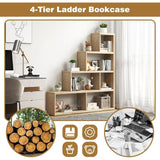 4-Tier L-Shaped Ladder Corner Bookcase – 6 Cube Stepped Etagere with 10 Shelves & Sturdy L-Frame