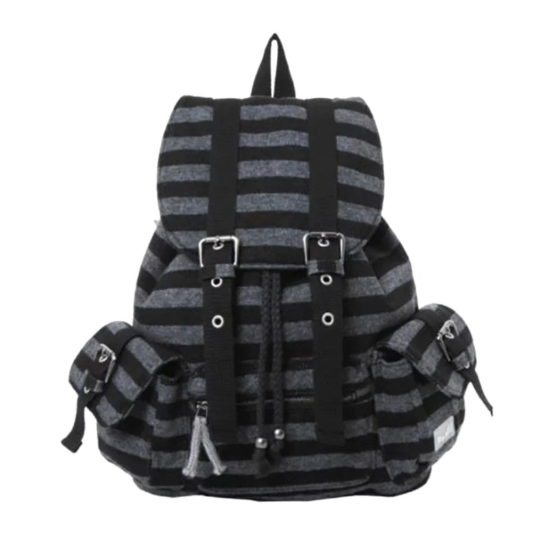 Retro Stripes School Backpack — Large-Capacity Unisex Student & Commuter Bag