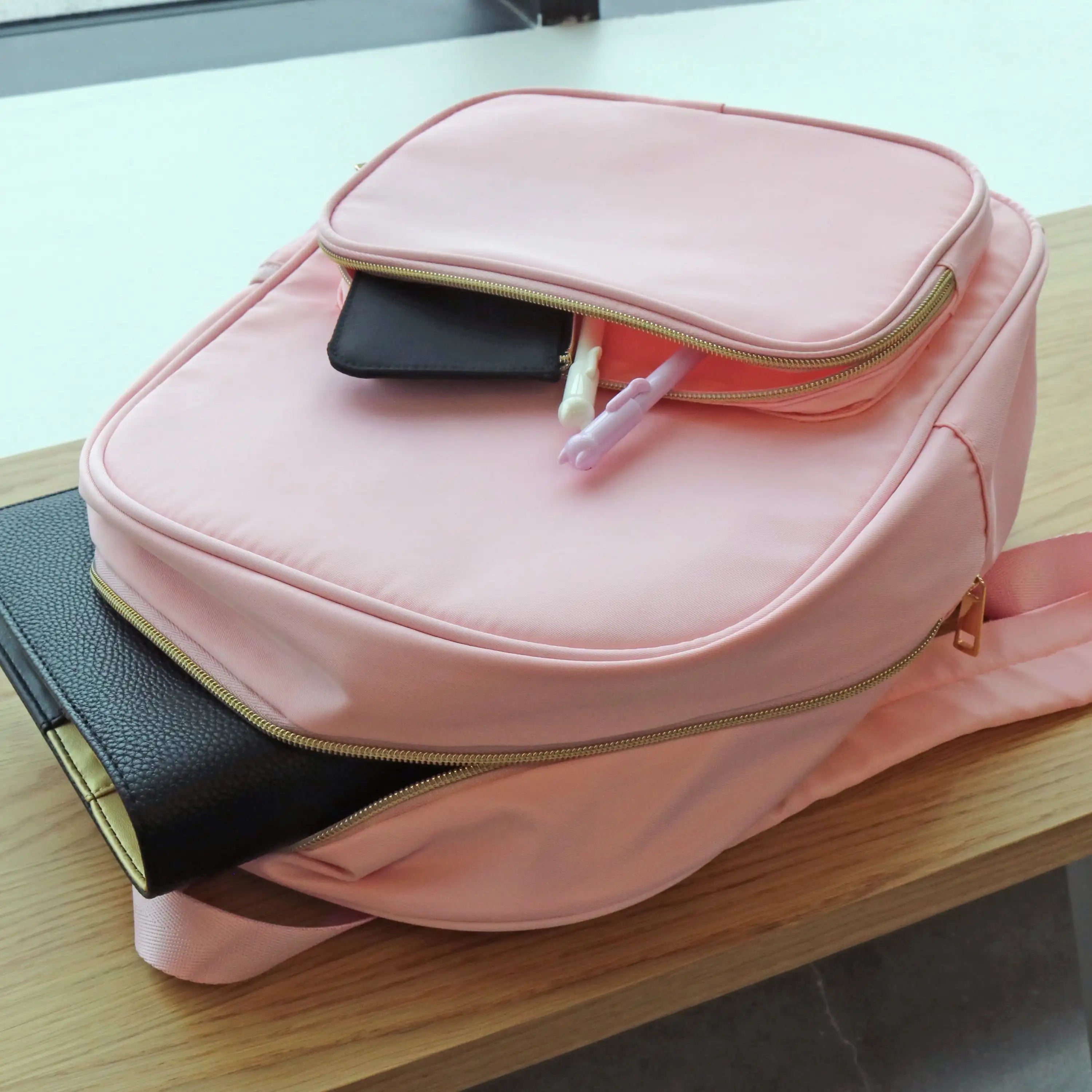 Pink Customizable Nylon Backpack – Stylish Travel & School Everyday Bag