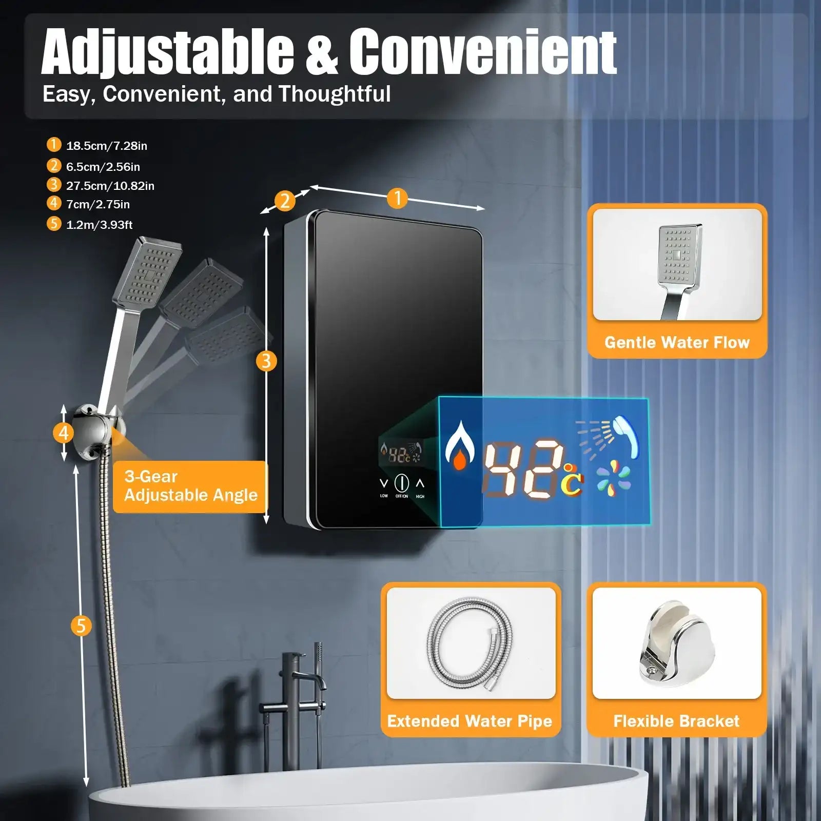 Electric Instant Tankless Hot Water Heater – 1500 W On-Demand Water Heater for Bathroom & Kitchen