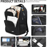 Men’s 15.6" Laptop School Backpack — USB Charging Travel Bag for Boys & Teens