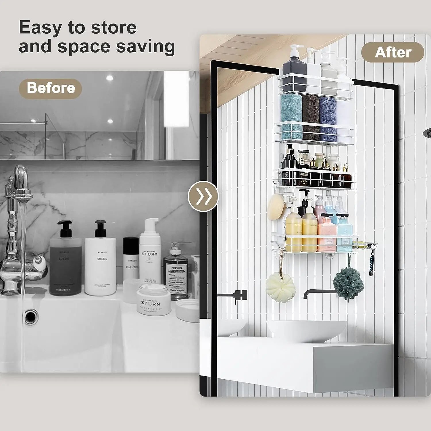 Behind-the-Door Waterproof & Rust-Proof Bathroom Basket – Over-Door Storage Organizer