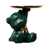 Geometric Bear Resin Sculpture with Tray – Modern Storage Figurine & Key Holder for Home, Entryway & Office Décor