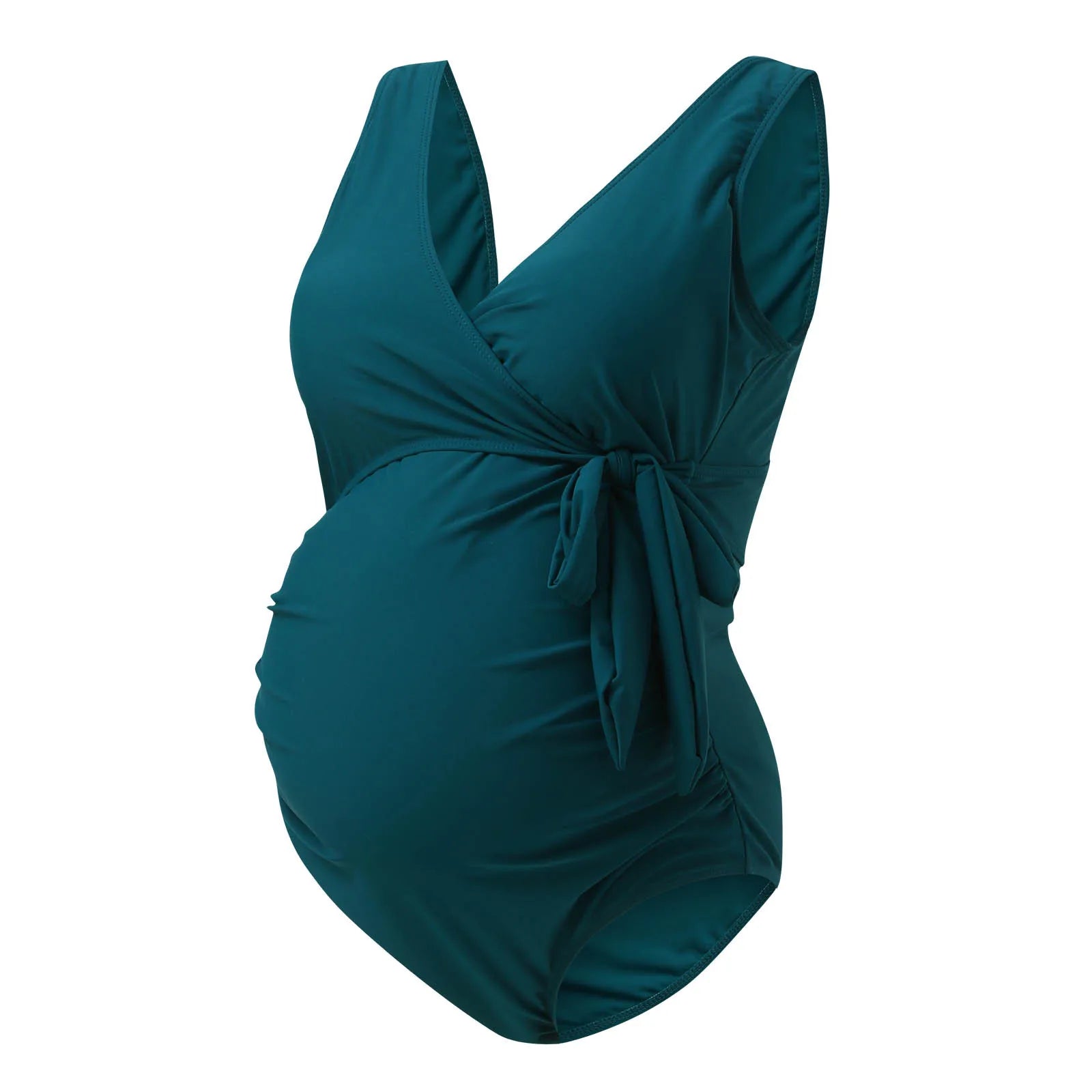 Women’s Maternity One-Piece Swimsuit – Solid Pregnancy Bathing Suit, Comfortable Bikini-Style Swimwear for Summer Beach