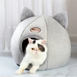 “Pet Bed with Cat Ears – Soft Plush Winter Cat Bed for Small, Medium & Large Cats, Machine Washable”