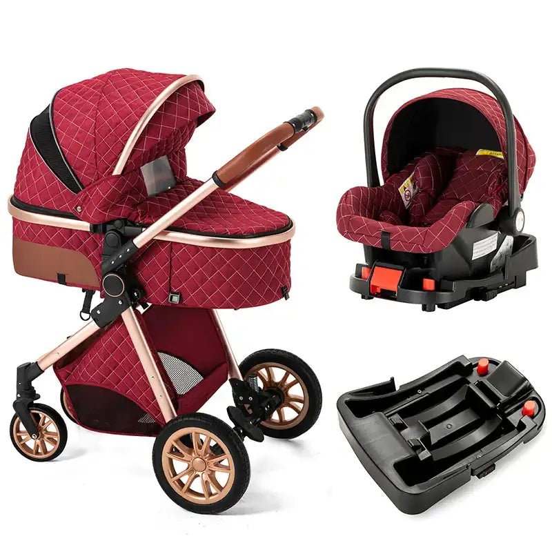 3-in-1 Luxury Baby Travel Stroller with ISOFIX Base – Sit or Lie Down for Newborns