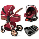 3-in-1 Luxury Baby Travel Stroller with ISOFIX Base – Sit or Lie Down for Newborns