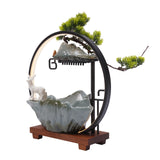 Ceramic Tabletop Fountain with LED Lights – Indoor Waterfall Mist Décor Featuring Deer & Plants for Relaxing Home & Office Ambience