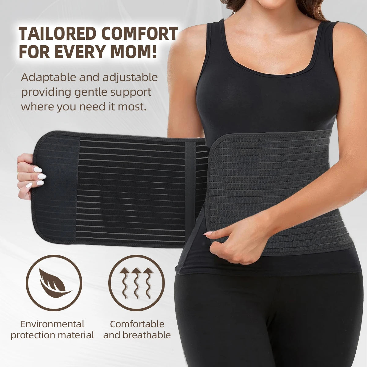 Bamboo Fiber Postpartum Belly Wrap – Adjustable Waist Cincher Girdle Band, Tummy Control Corset & Postnatal Shapewear