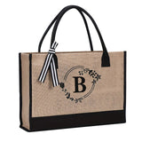 Large Capacity Jute & Canvas Shoulder Bag – Commuter Tote for Work & Outdoor