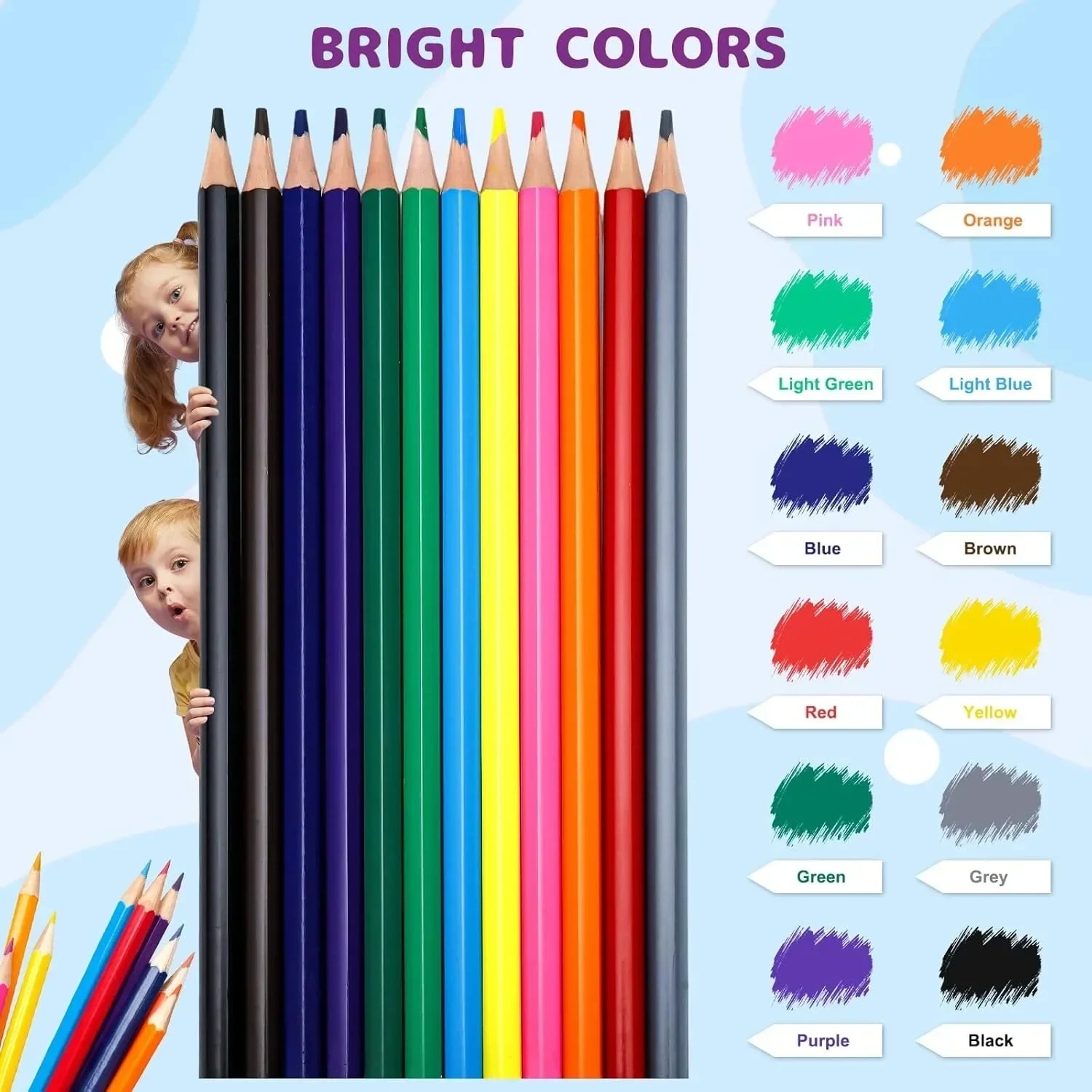 Premium Bulk Color Pencils – 288 Pre-Sharpened Soft Core Pencils (12 Colors)