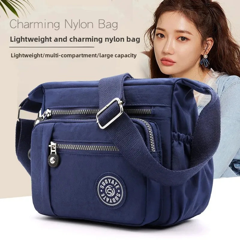 Women’s Large-Capacity Nylon Crossbody & Shoulder Bag – Multi-Pocket Everyday Tote for Mature Style