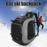 65L outdoor waterproof Oxford backpack – large sport bag with helmet & boots pocket for camping, skiing & travel gear
