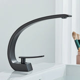 Luxury Brass Deck-Mounted Matte Black Basin Faucet – Single-Hole Mixer Tap Hot & Cold