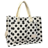 Women’s Polka Dot & Floral Tote Bag – Large-Capacity Stylish Shoulder & Crossbody Bag with Adjustable Strap & Multi-Pockets for Travel