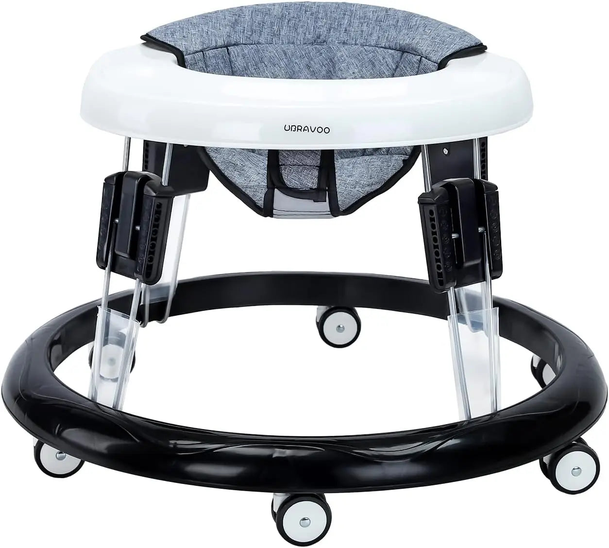 Ubravoo Round Baby Walker – Adjustable Folding Toddler Walker with 9 Height Levels, Universal Wheels & Compact Design (6–18 Months)