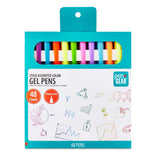 48-Count Gel Stick Pens – 0.7mm Smooth Medium Tip with Glitter, Neon, Pastel & Metallic Colors – Quick-Dry Ink Set