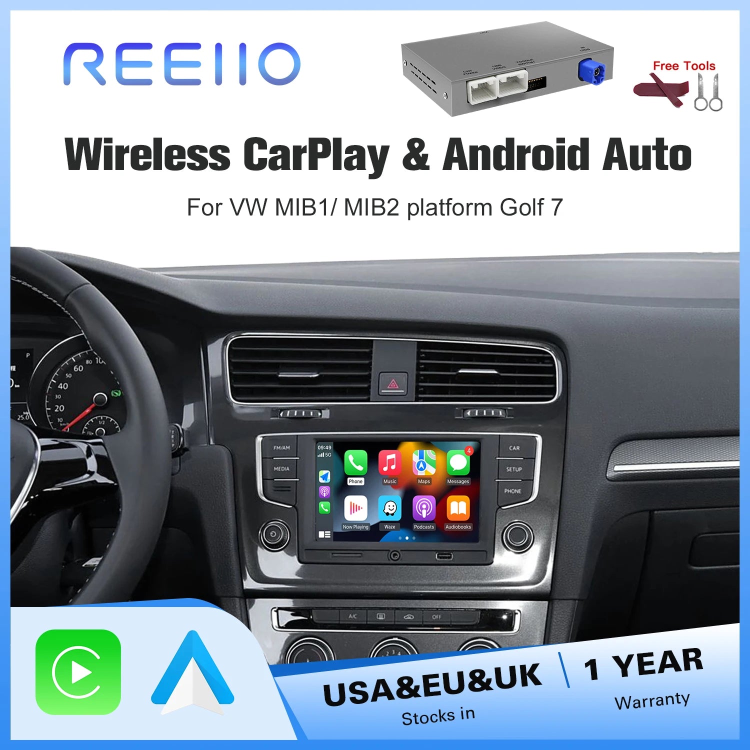 Wireless CarPlay & Android Auto module box – plug & play adapter for VW Volkswagen, Skoda Octavia, Golf MK7, Polo, Passat B8 MIB/MIB2