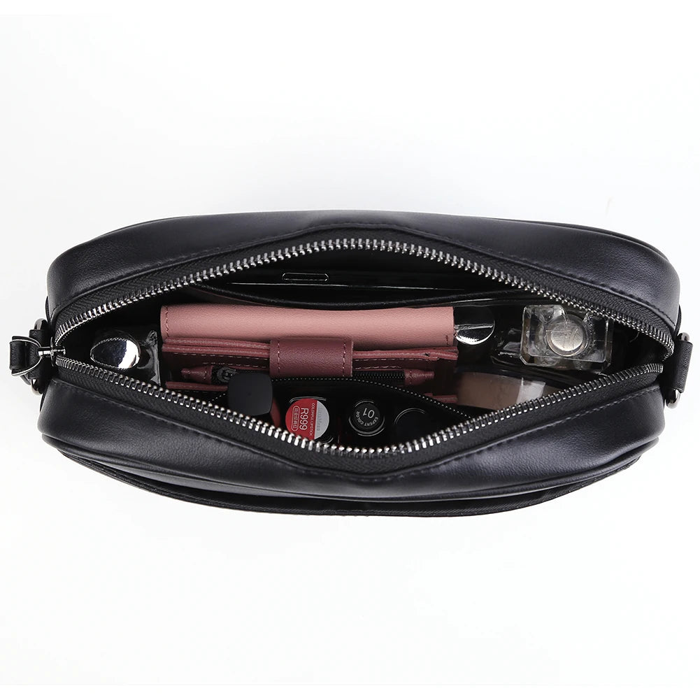 Men’s Leather Crossbody Satchel – Classic Plaid Small Square Shoulder Bag for Work, Travel & Daily Use