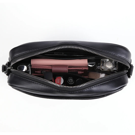 Men’s Leather Crossbody Satchel – Classic Plaid Small Square Shoulder Bag for Work, Travel & Daily Use