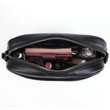 Men’s Leather Crossbody Satchel – Classic Plaid Small Square Shoulder Bag for Work, Travel & Daily Use