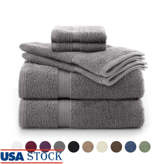6-Piece 600 GSM 100% Cotton Towel Set – Ultra-Absorbent, Soft Bath Towels for Shower & Pool