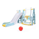 4‑in‑1 Toddler Playground Set – Swing, Slide, Climber & Basketball Hoop Indoor/Outdoor Playset (Blue)
