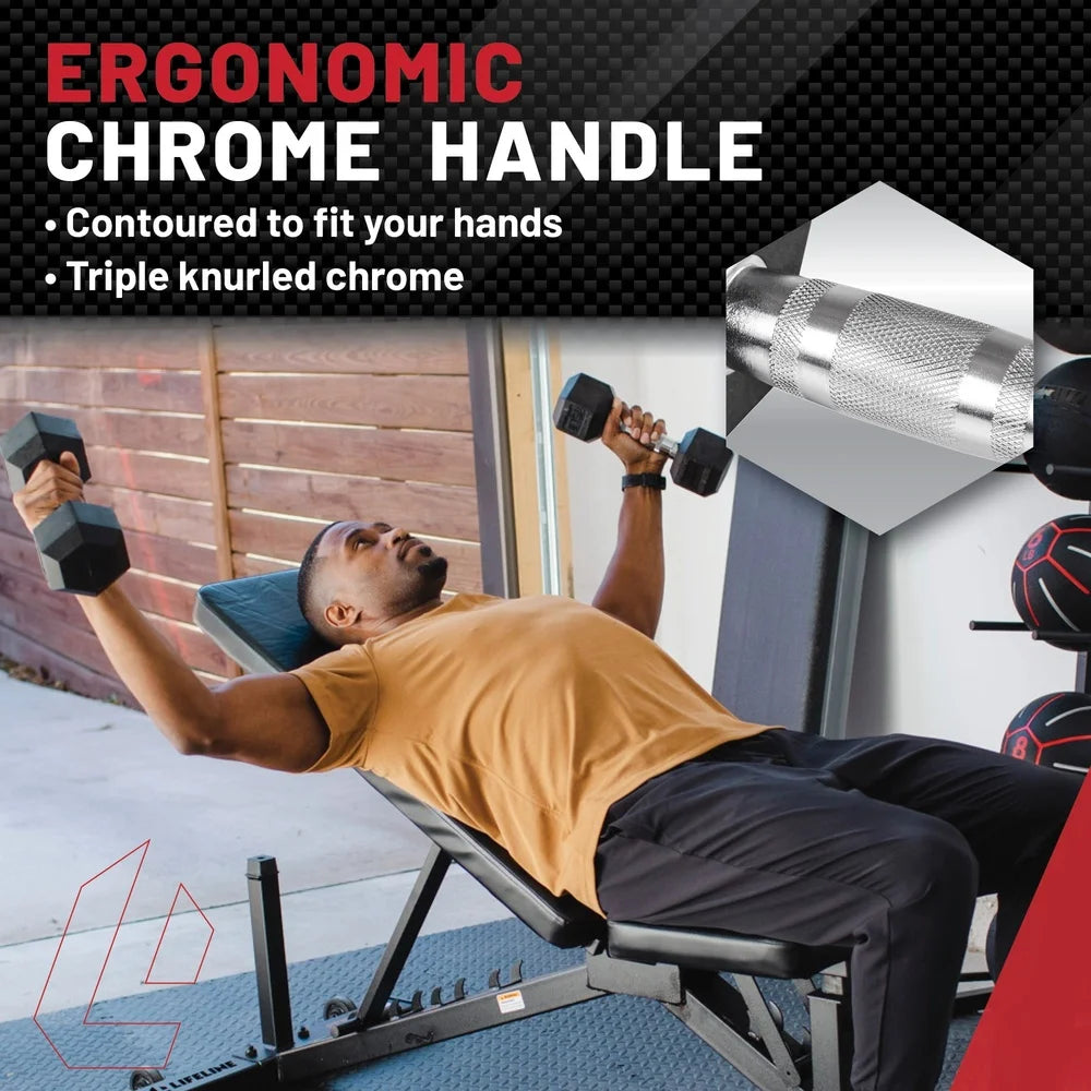 Hex Rubber Dumbbell 5 lb – Durable Rubber-Encased Hex Dumbbell with Ergonomic Handle & Non-Roll Design 🏋️‍♂️