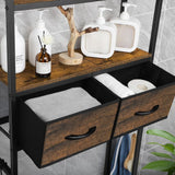 Over-Toilet Storage Cabinet with Fabric Drawers – Space-Saving Freestanding Organizer, Rustic Brown