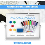 Magnetic Desktop Whiteboard – 16" x 12" Double-Sided Dry Erase Board with Stand, Markers & Magnets