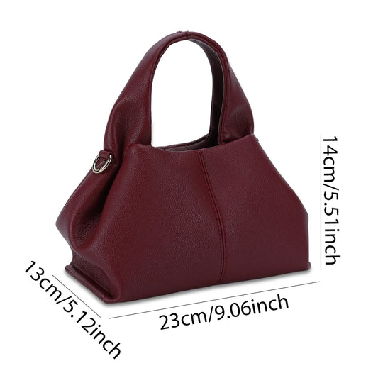 Women’s Soft Cloud Dumpling Bag – Solid Color PU Leather Clutch with Removable Strap, Retro Crossbody & Top Handle Purse