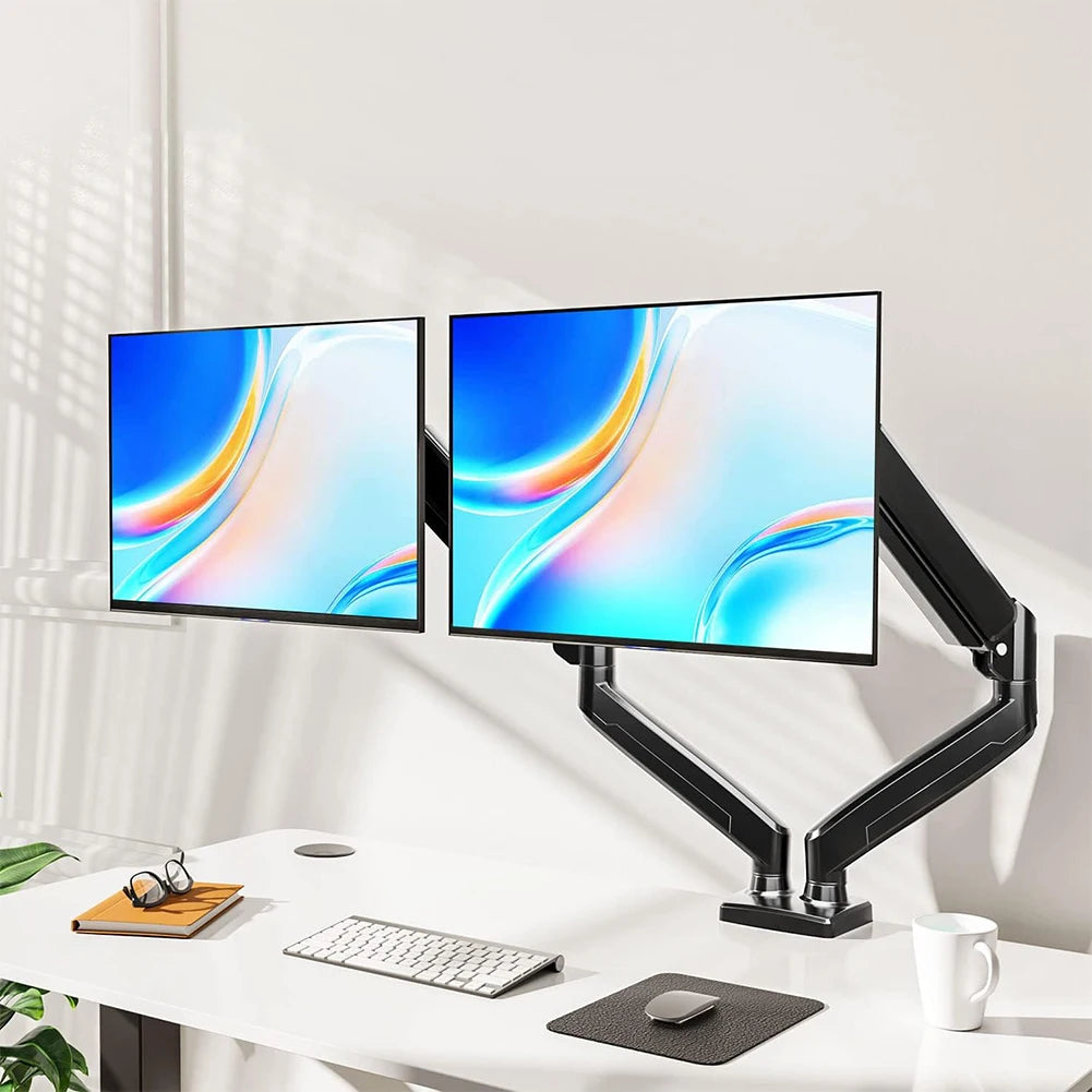 Dual Monitor Stand – Fully Adjustable Desk Mount with Expandable Monitor Arms for 13″–32″ Screens, Home & Office Use