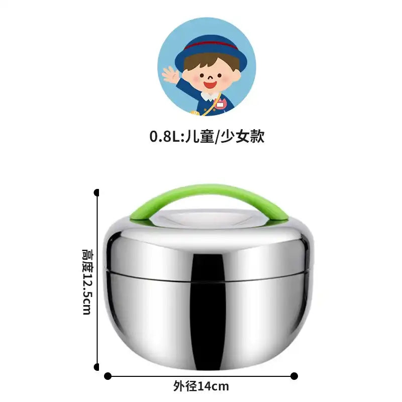 Portable Stainless Steel Thermo-Insulated Food Container – Round Bento Lunch Box (SCVD889)