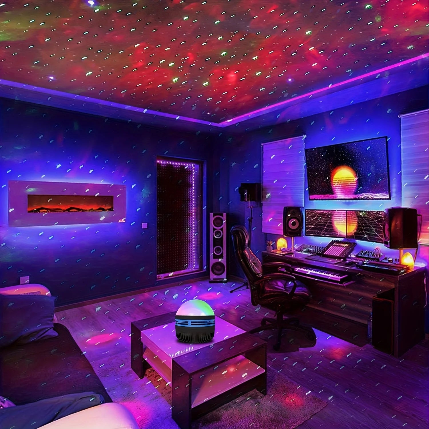 Aurora Borealis Starry Sky Projector – LED Galaxy Night Light with Remote, 7 Lighting Effects & Rotating Star Projector for Bedroom Decor