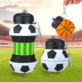 Foldable Silicone Sports Water Bottle / Collapsible Cup – Leak-Proof & Portable for Basketball, Football, Tennis, Golf, School