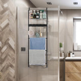 5-Tier Over-Door Metal Towel Rack with Hooks & Basket – Heavy-Duty Space-Saving Storage Organizer